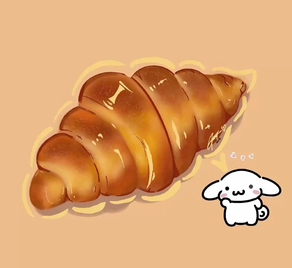 Croissant pup mascot